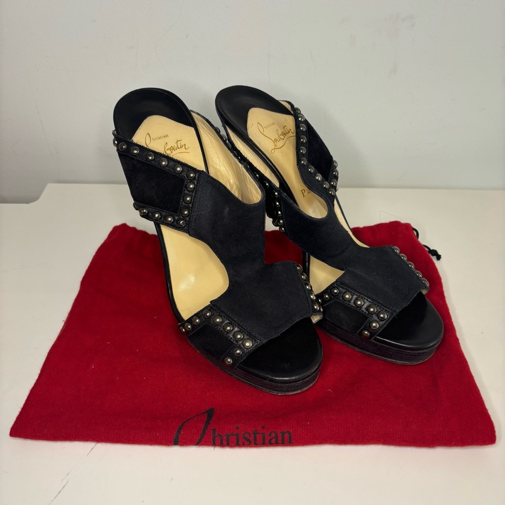 Christian Louboutin Black Studded platform Sandals